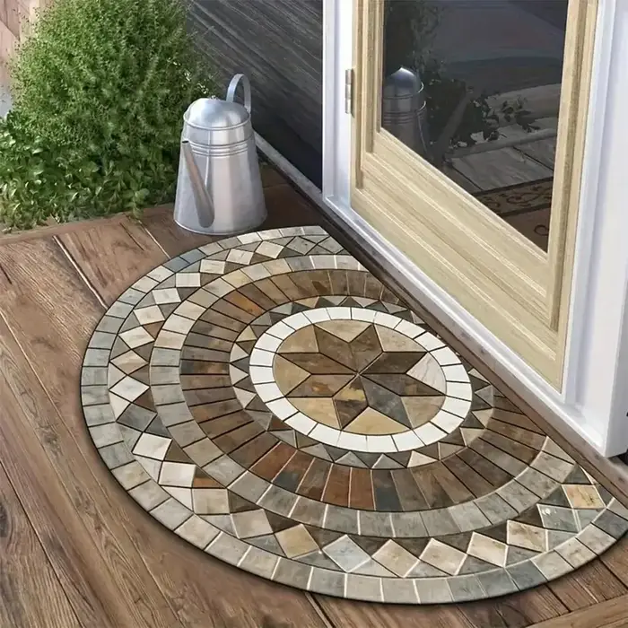 Tapis de sol semi-circulaire, paillasson antidérapant, résistant à la saleté, tapis de bienvenue rétro, décoration extérieure, lavable