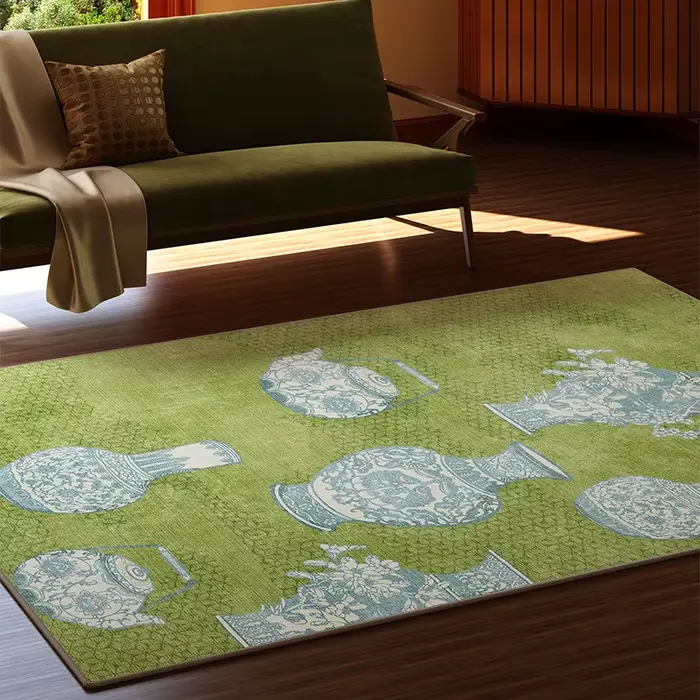 Tapis de style rétro pour chambre à coucher, décoration de salon de luxe léger, grand tapis lavable,