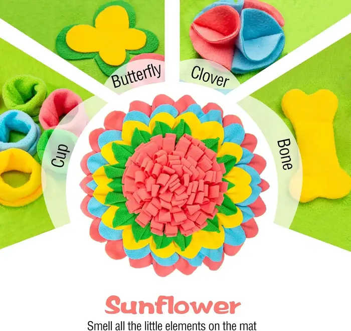 Tapis de distribution lente pour chien, Tapis de reniflage pour chien, Tapis d'entraînement à la dissimulation de nourriture, Stimule l'instinct naturel de recherche de nourriture