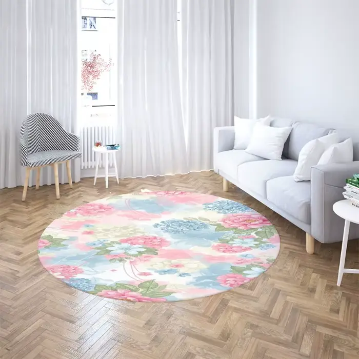 Tapis à carreaux imprimé tournesol