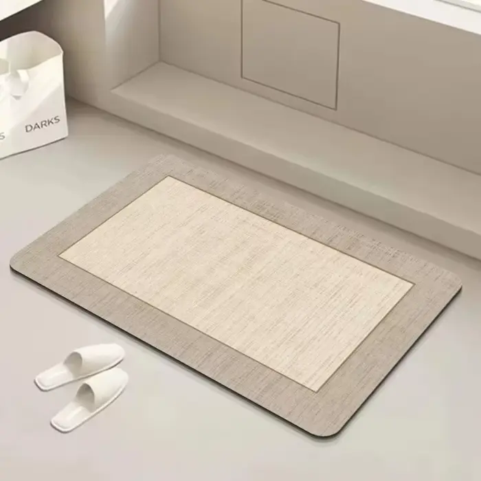 Tapis de bain en diatomite avec rembourrage en caoutchouc, tapis de salle de bain super absorbant et