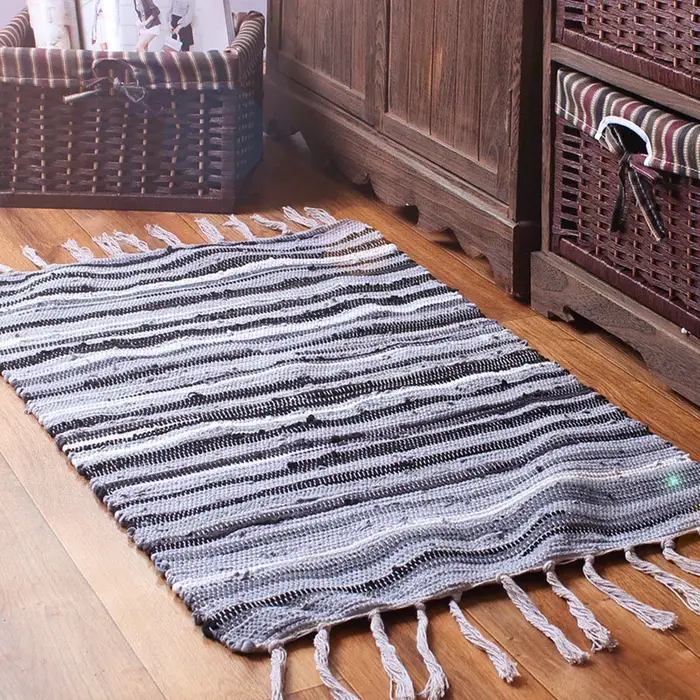 Tapis nordique en coton et lin