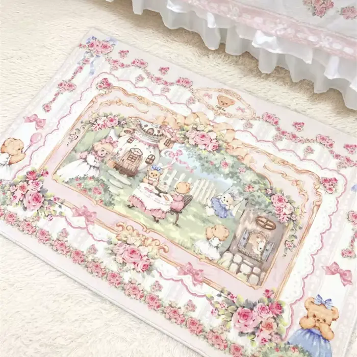 Tapis de chevet en peluche pour chambre à coucher