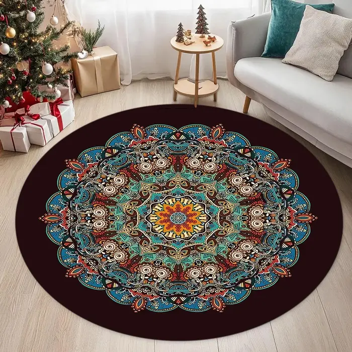 Tapis imprimé circulaire de Style ethnique bohème Vintage