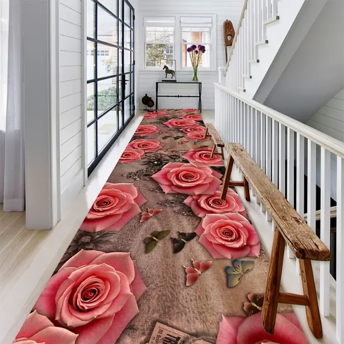 Tapis de couloir Long européen, décoration de salon, tapis de sol antidérapant, pour escaliers, hall d'hôtel, personnalisable