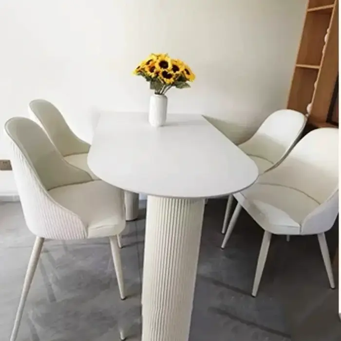 Table à manger moderne De luxe blanc nordique Vintage demi-cercle Table à manger étanche italie Conj