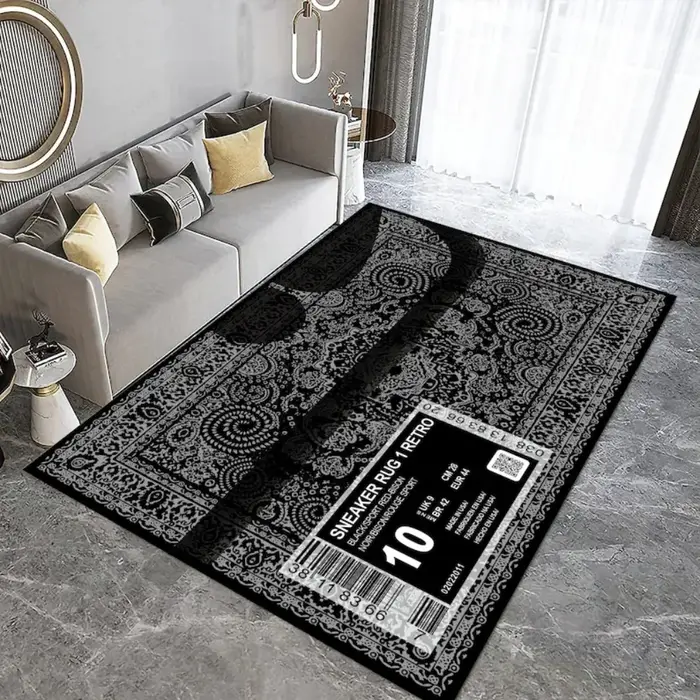 Tapis de Culture pour baskets, Streetwear urbain, typographie, décoration de la maison, ton noir et rouge, pour salon, chambre à coucher