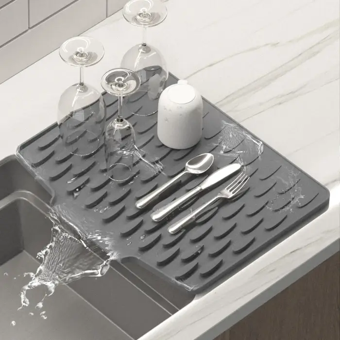 Tapis de drainage en silicone pour cuisine avec design
