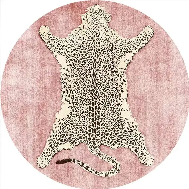 Tapis rond épais en peluche pour décoration de chambre à coucher