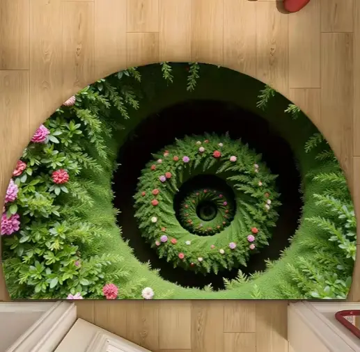 Tapis de sol élégant blanc et marron en spirale