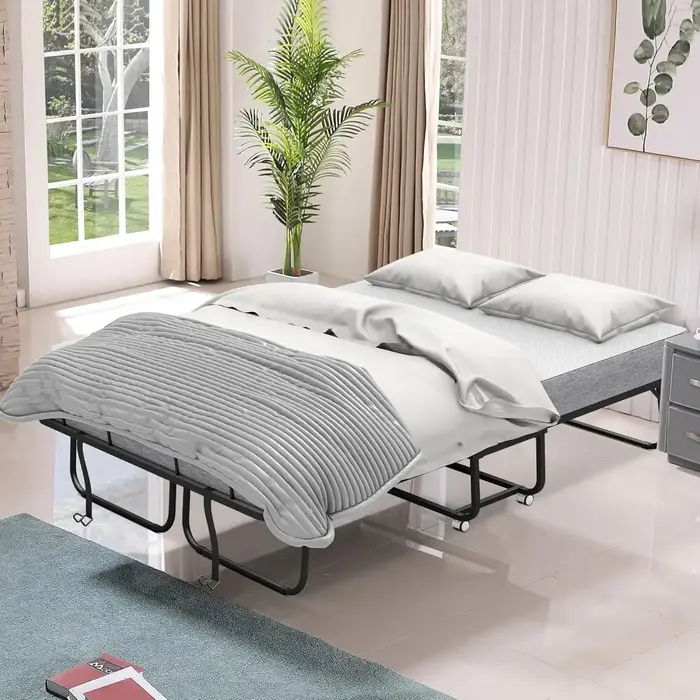 Lit pliant grand format avec matelas - Lit pliant extra large 75''x54'' pour invités, gain de place,