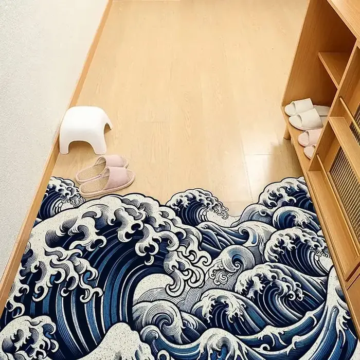 VIKAMA Tapis décoratif japonais Great Wave Art
