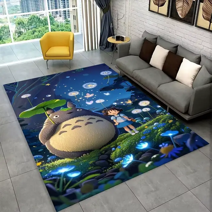 Tapis classique T-Totoro, tapis mignon de dessin animé pour salle de jeux, chambre à coucher, salon,
