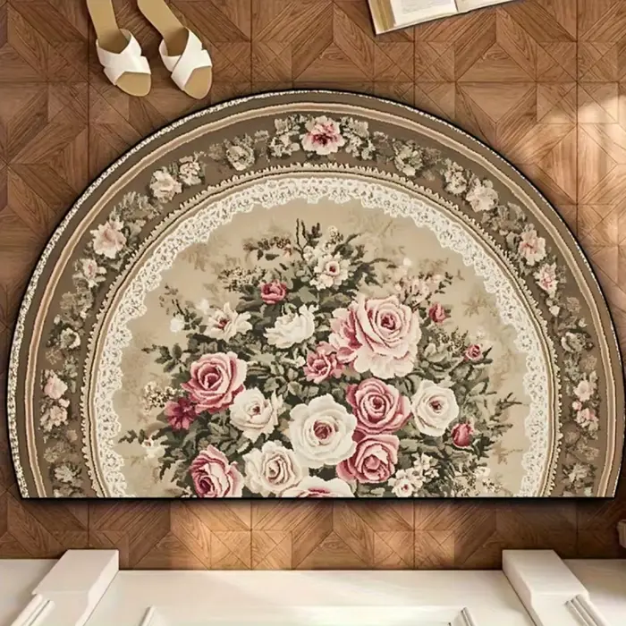 VIKAMA Tapis demi-rond vintage à motif floral