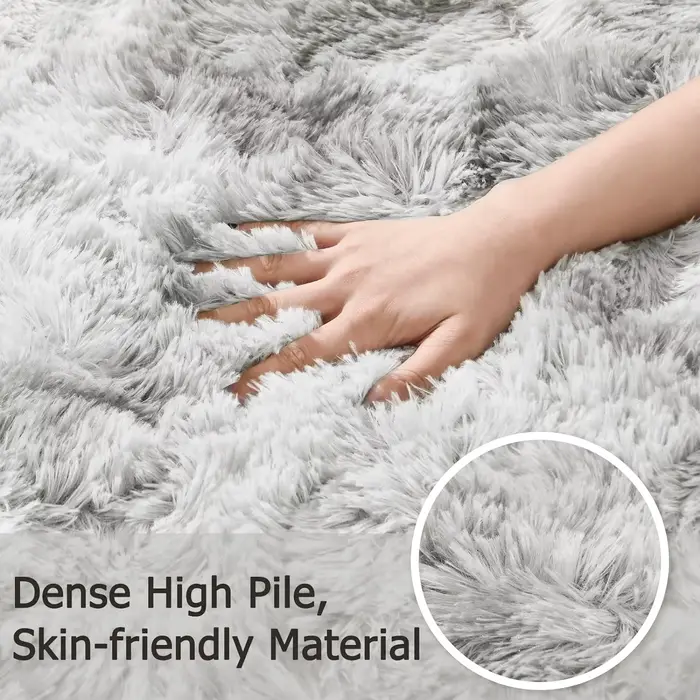 Tapis shaggy gris foncé tie-dye pour salon
