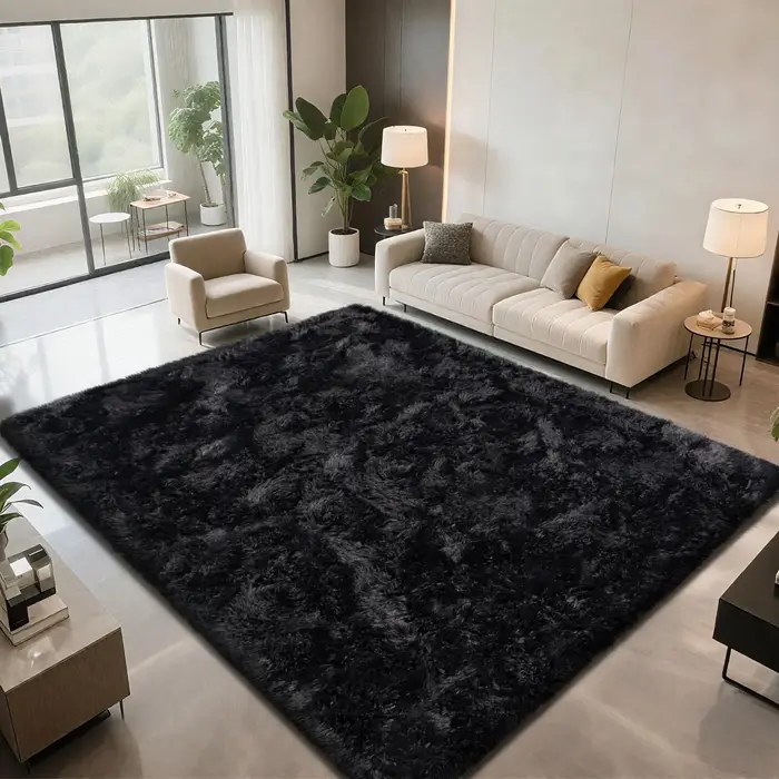 Tapis moelleux ultra-doux VIKAMA, tapis de sol intérieur pour chambre à coucher et salon, tapis de c