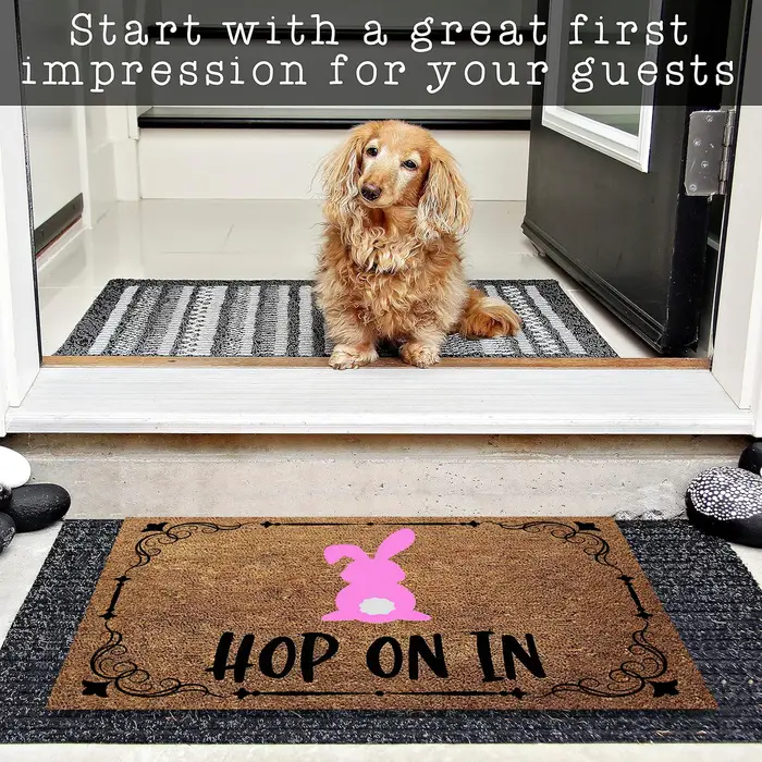 Hop On In EasterDoormat en caoutchouc salle de bain cuisine tapis jardin Garage porte tapis de sol t