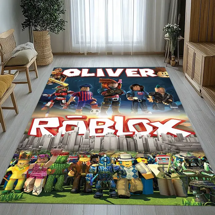 Tapis de salon antidérapant à thème de dessin animé Game R-Robloxs