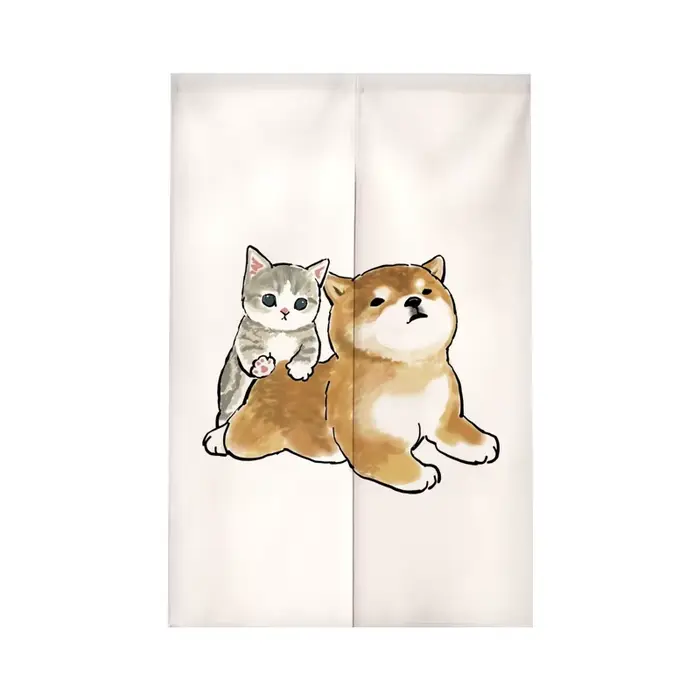 Rideau de porte illustré avec un chat de dessin animé VIKAMA : Décoration minimaliste pour la maison