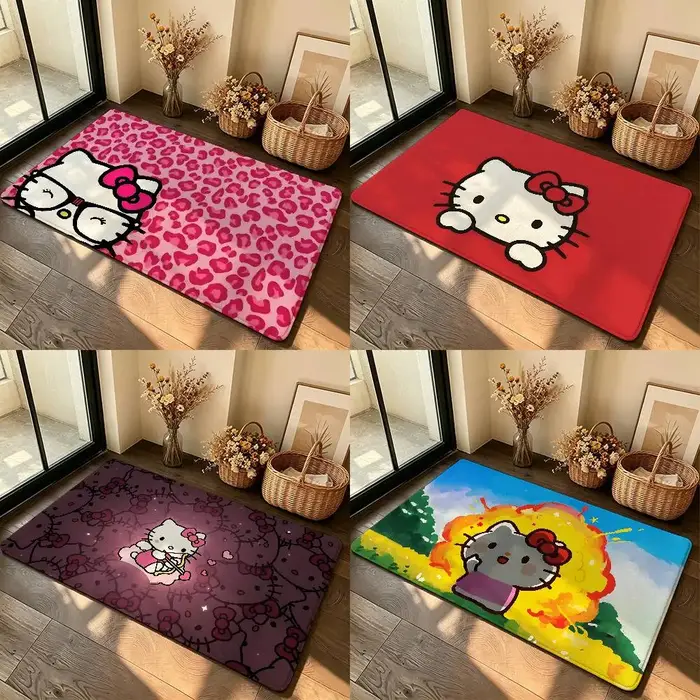 Tapis mignon K-hello-H-KittyS Kawaii, tapis antidérapant pour salle de bain, tapis de porte, tapis de décoration pour la maison, tapis d'entrée, résistant aux rayures