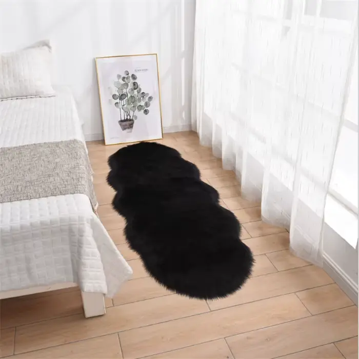 Tapis de chambre à coucher en laine artificielle, 45x120cm
