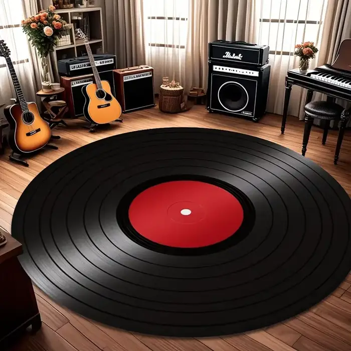 Tapis rétro en vinyle pour salle de pratique musicale