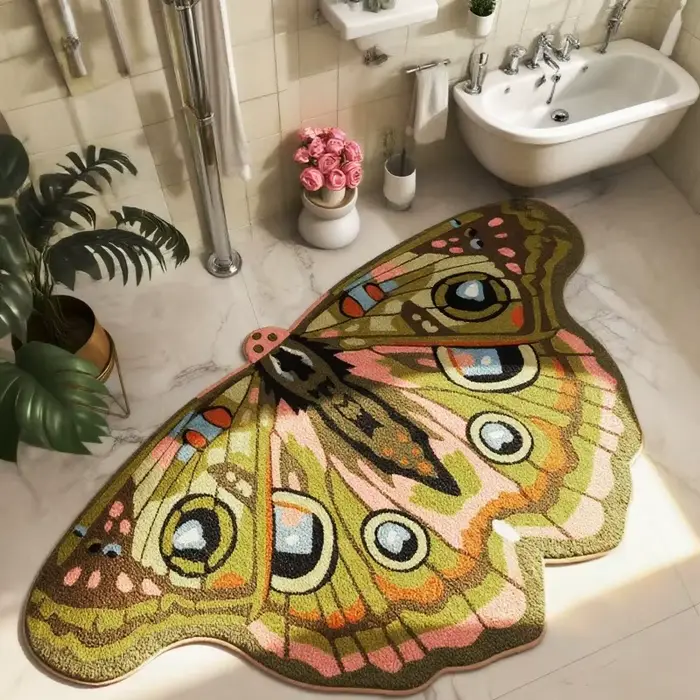 Tapis papillon de décoration de chambre à coucher de forme irrégulière