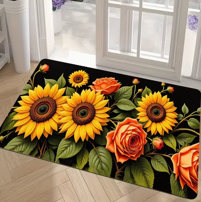 Tapis vintage Boho à fleurs de tournesol