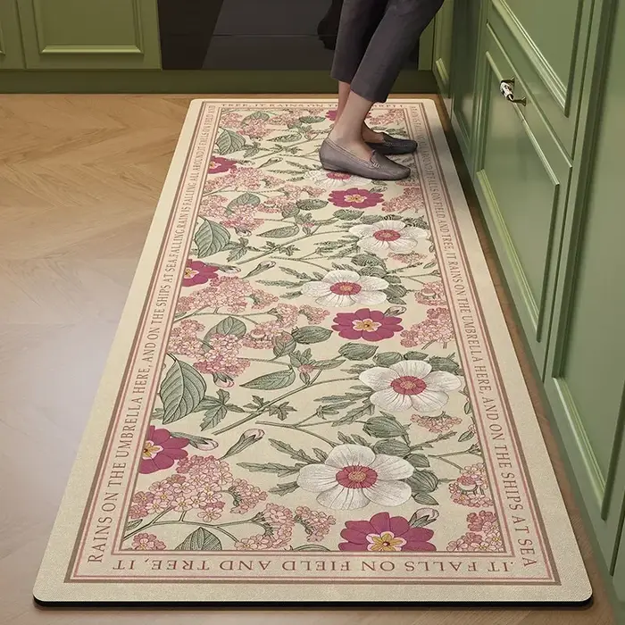 Tapis de sol de cuisine en cuir PVC