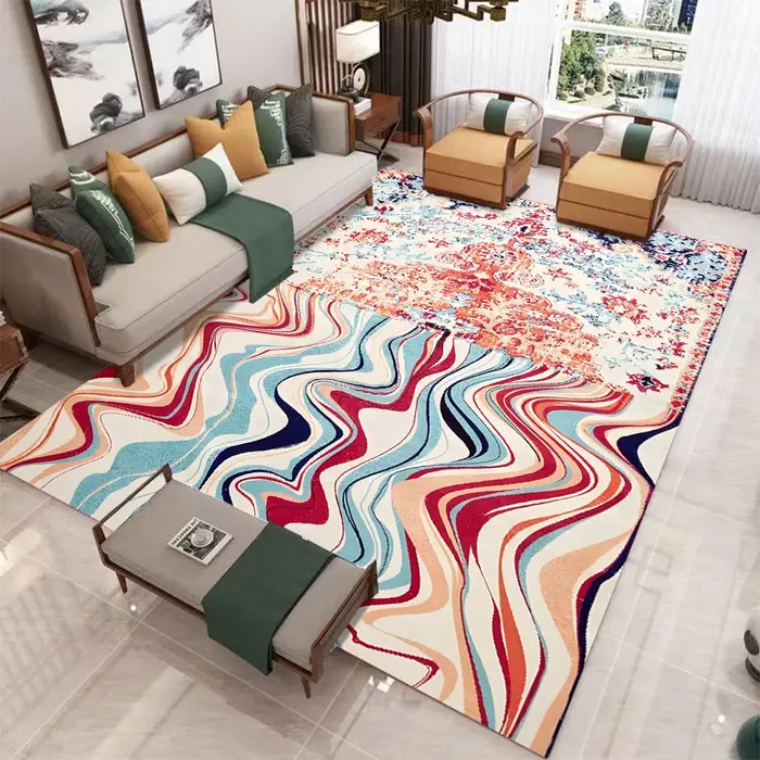 Tapis Bohème à Motifs Persans pour Salon et Chambre à Coucher