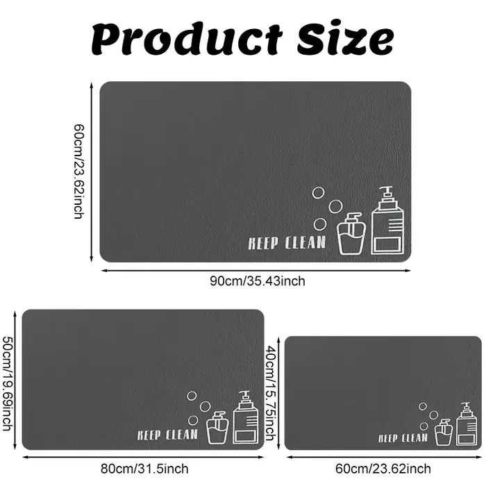 Tapis de bain en diatomite, absorbant, antidérapant, pour salle de bain, tapis de sol, tapis de douche, tapis de toilette, tapis de cuisine, lavable, 1 pièce