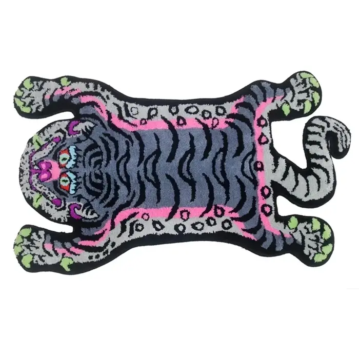 Tapis tigre 3D doux en forme d'animal, tapis touffetant pour chambre d'enfants, tapis de sol en pelu