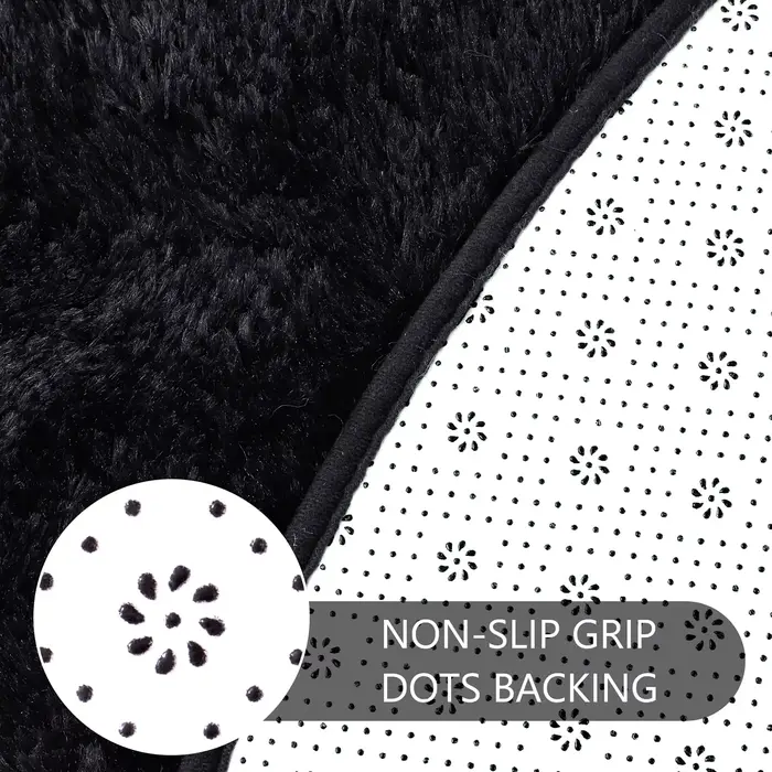 Tapis rond moelleux noir pour chambre à coucher