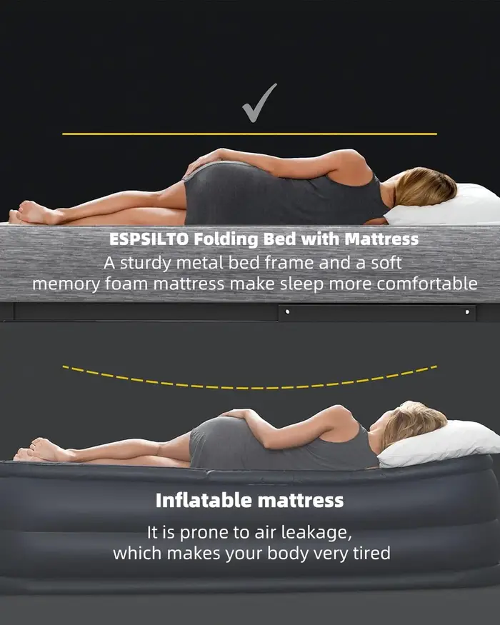 Lit pliant grand format avec matelas - Lit pliant extra large 75''x54'' pour invités, gain de place,