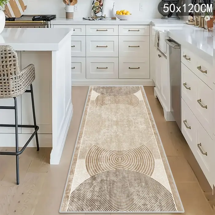 VIKAMA Tapis texturé géométrique résistant aux taches et antidérapant pour couloir et chambre à couc