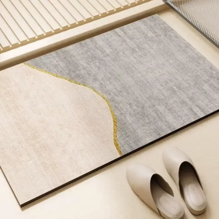 Tapis de sol en terre de diatomée pour salle de bain, design minimaliste, absorbant, antidérapant, p