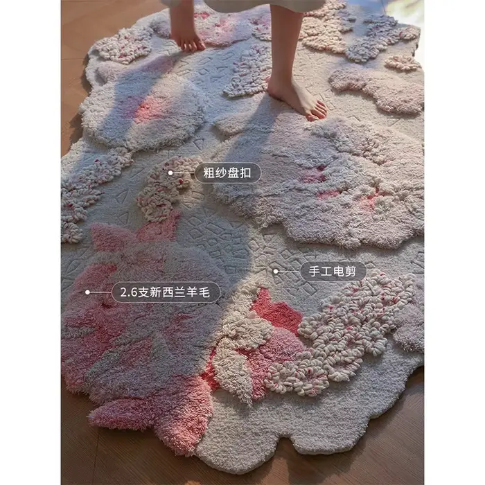 Tapis de chambre rose doux pour filles