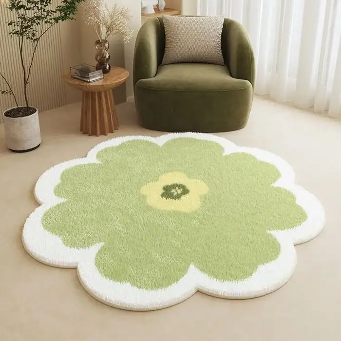 VIKAMA Tapis rond à fleurs fraîches