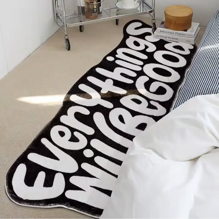 VIKAMA noir et blanc lettres Imitation cachemire bande tapis décoration de la maison refroidissement chambre lit