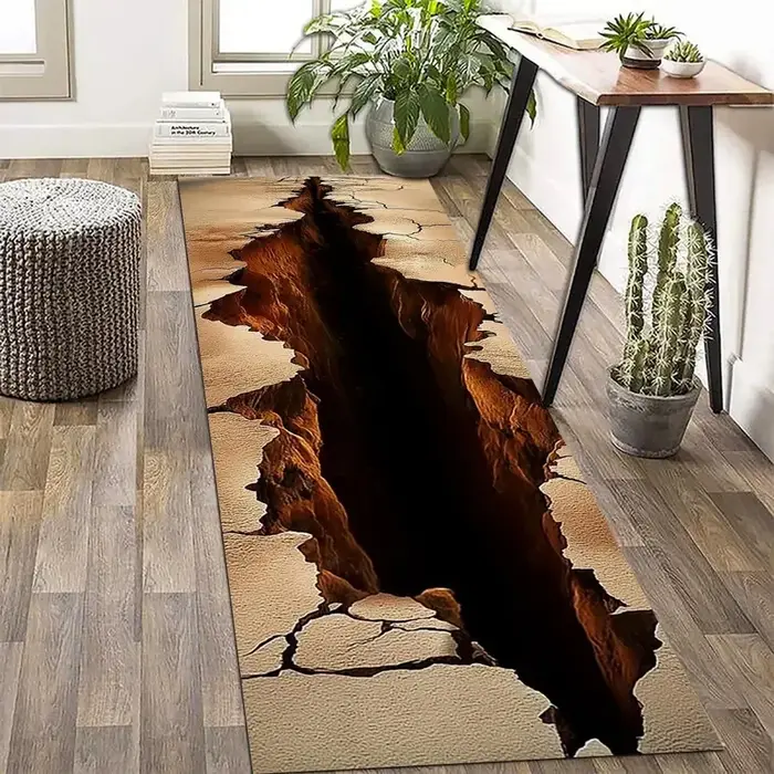 Tapis 3D Illusion, Tapis à Effet de Fissure Géante 3D, Tapis à Illusion Optique, Tapis à Effet de Tr
