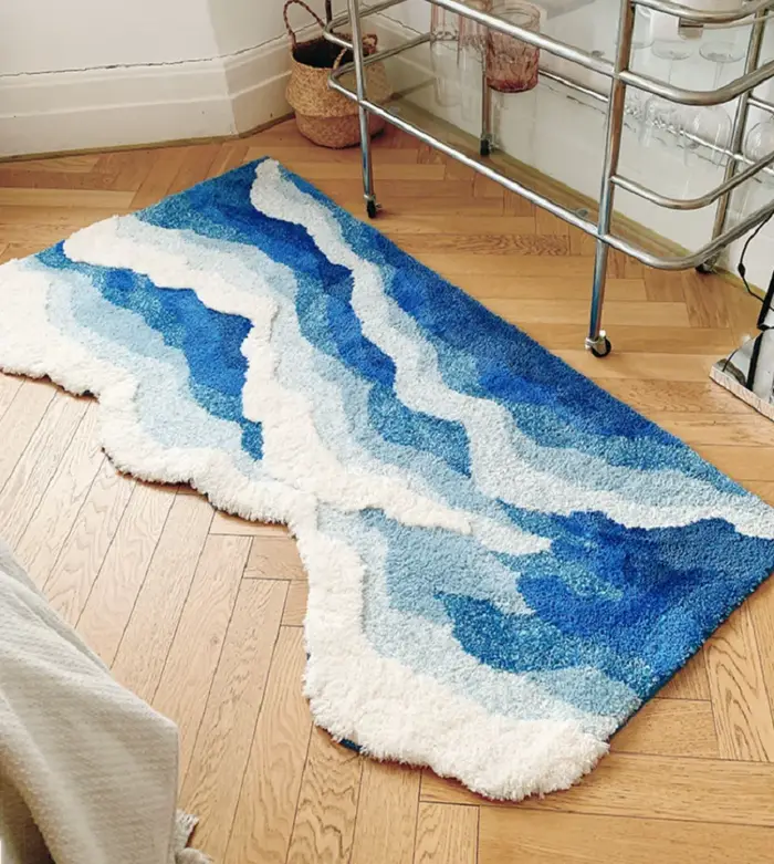 Tapis de sol antidérapant à motif de mer bleue