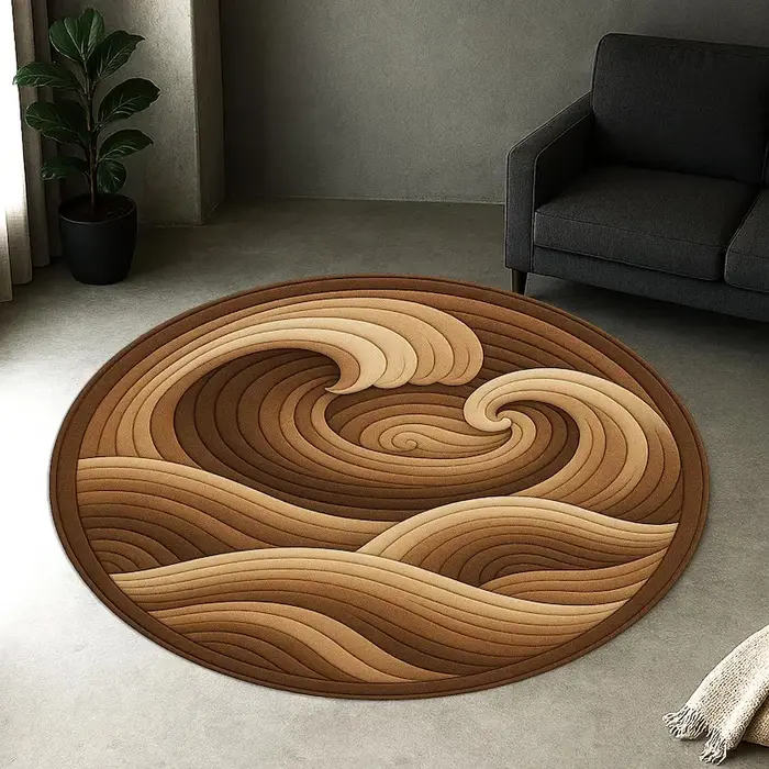 Tapis Illusion Vortex Océan Profond Rond Bleu Tourbillon