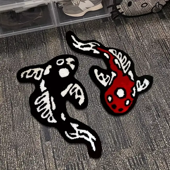 VIKAMA Tapis en peluche dessin animé Koi