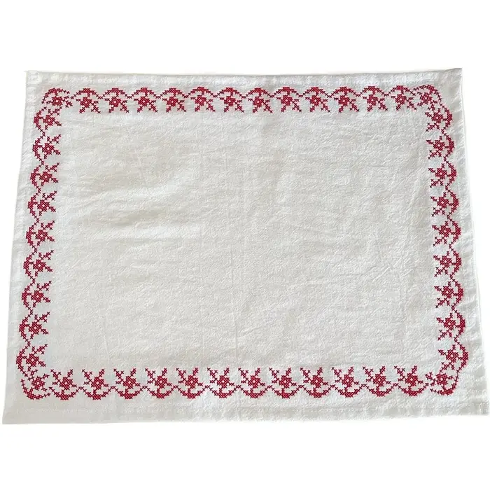 Napperons en pur coton rétro broderie tapis de repas 29*37 cm carré tapis de bureau Simple pratique 