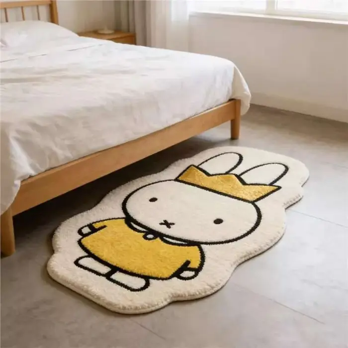 Tapis de sol Miffy en imitation cachemire, antidérapant, pour chambre à coucher, tapis doux pour la décoration intérieure, protection du sol domestique