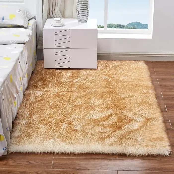 Tapis Shaggy en fausse fourrure pour salon et chambre à coucher