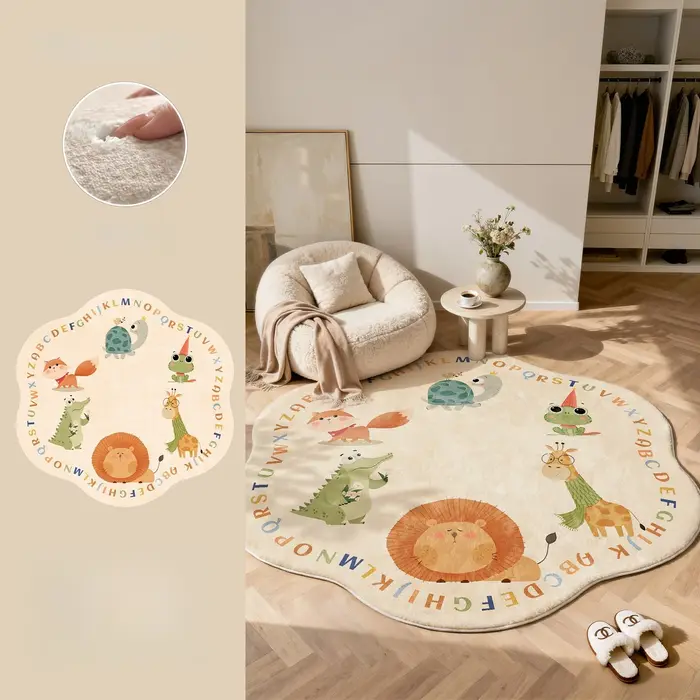 Tapis rond à motif de dessin animé pour décoration de chambre à coucher
