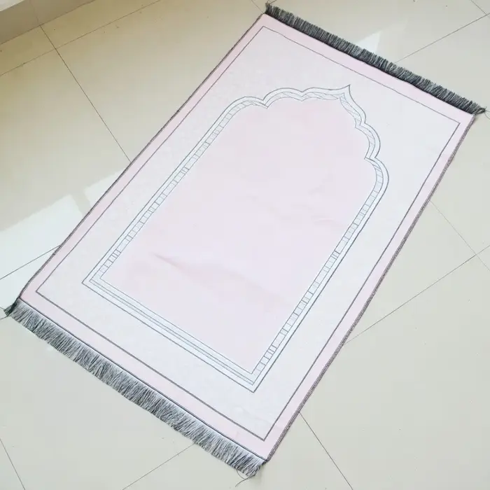 Nouveau tapis de prière pliable lavable antidérapant islamique rectangulaire avec pompon, tapis de s