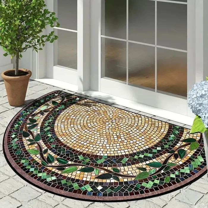 Paillasson demi-rond vintage mosaïque