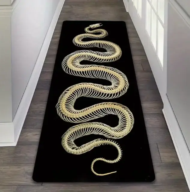 Tapis de course imprimé noir, facile à nettoyer, parfait pour les couloirs, les escaliers et la déco